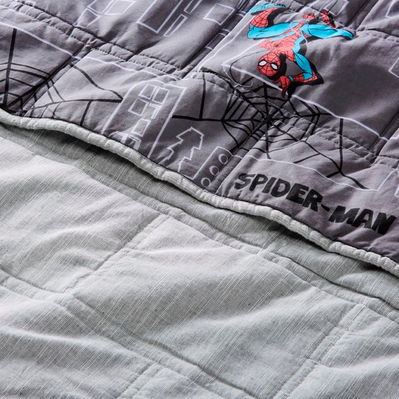 Spider-Man Grey Chambray Coverlet