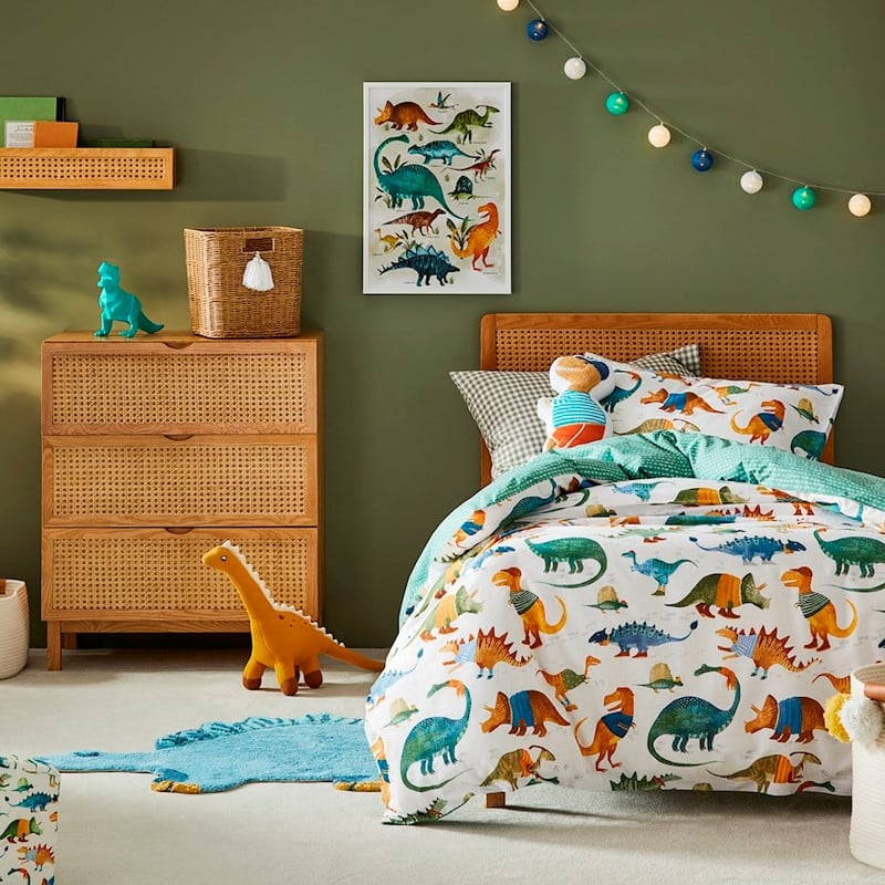 Dressed Up Dino White Quilt Cover Set