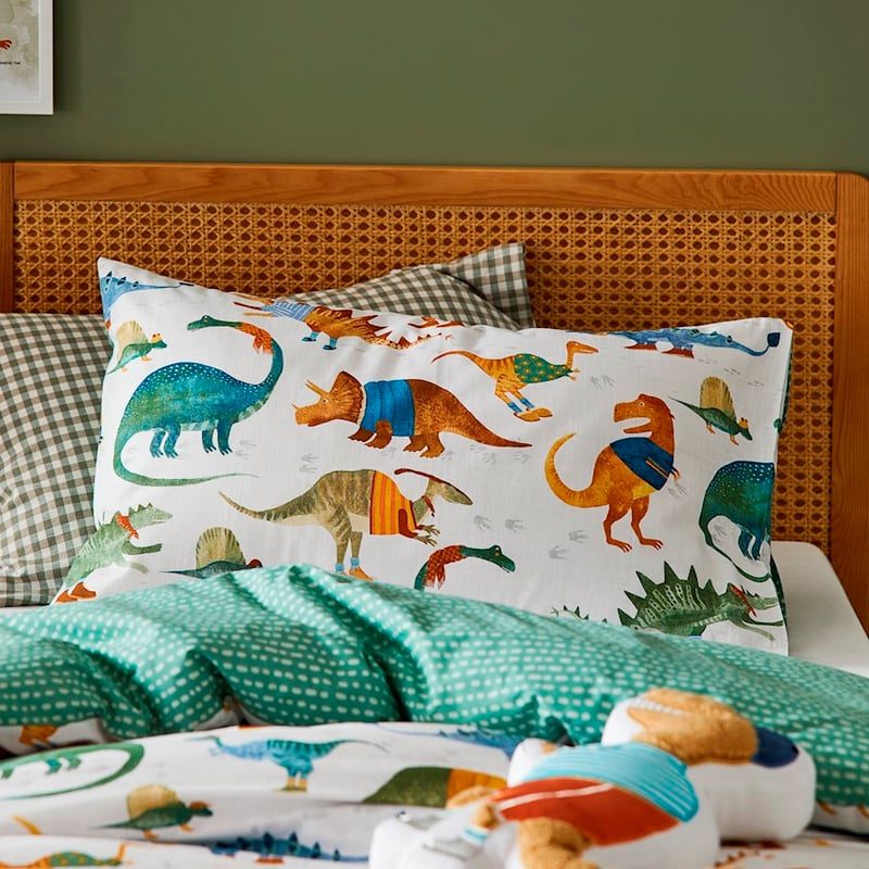 Dressed Up Dino White Quilt Cover Set