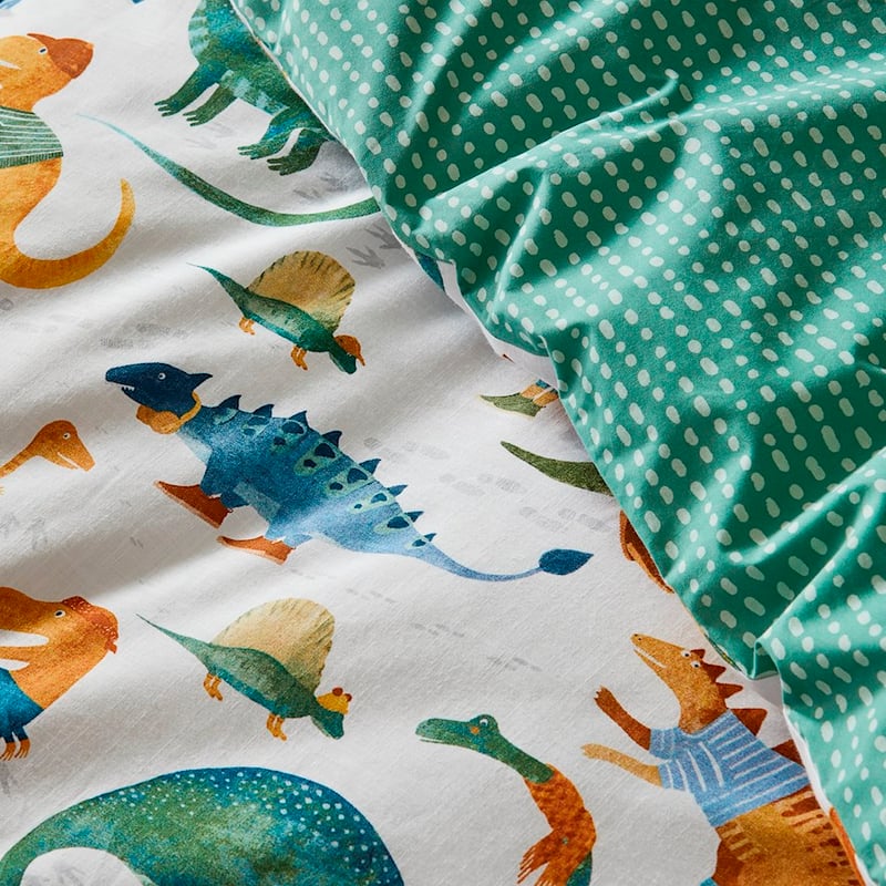 Dressed Up Dino White Quilt Cover Set