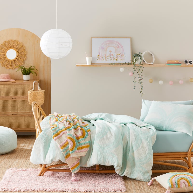 Chasing Rainbows Mint Quilt Cover Set