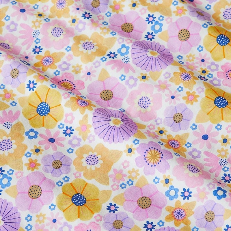 Ruby Retro Lilac Floral Stonewashed Quilt Cover Set