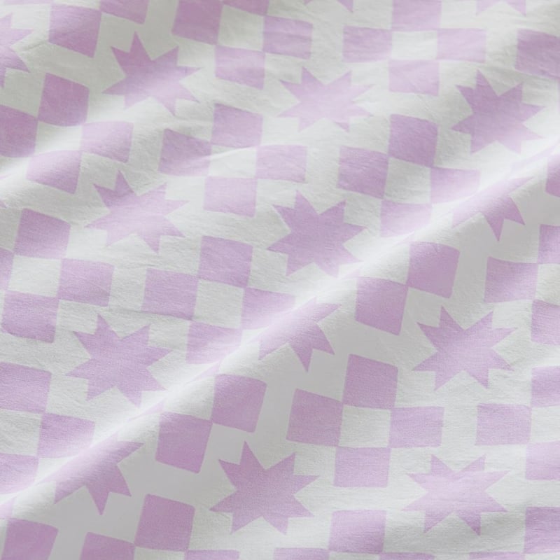 Ruby Retro Lilac Floral Stonewashed Quilt Cover Set