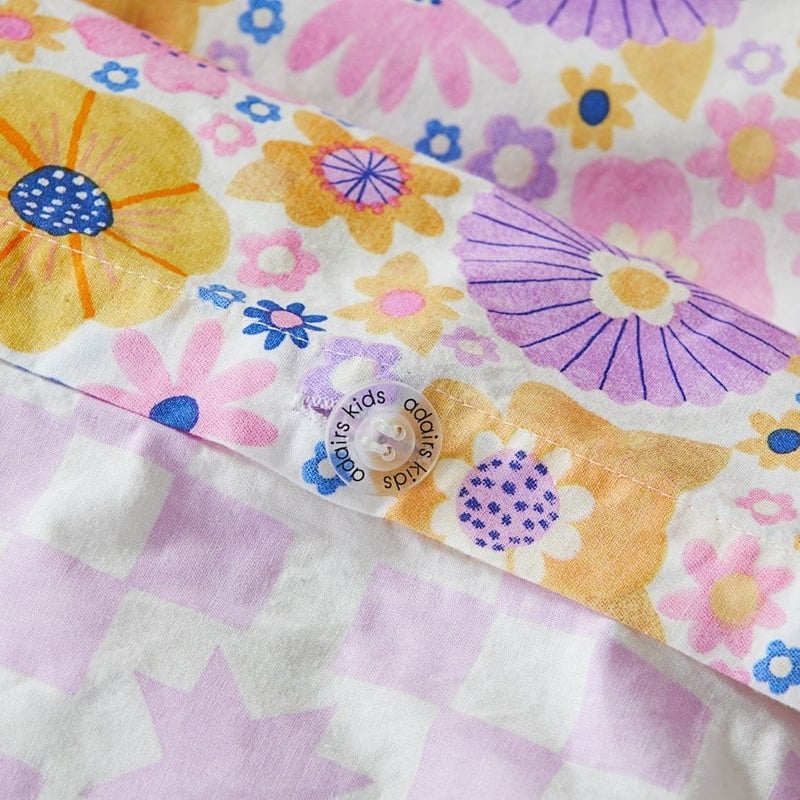 Ruby Retro Lilac Floral Stonewashed Quilt Cover Set
