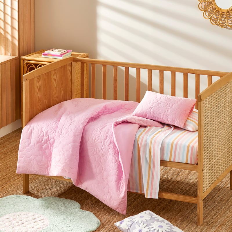 Adele Floral Mauve Quilted Cot Quilt Cover Set