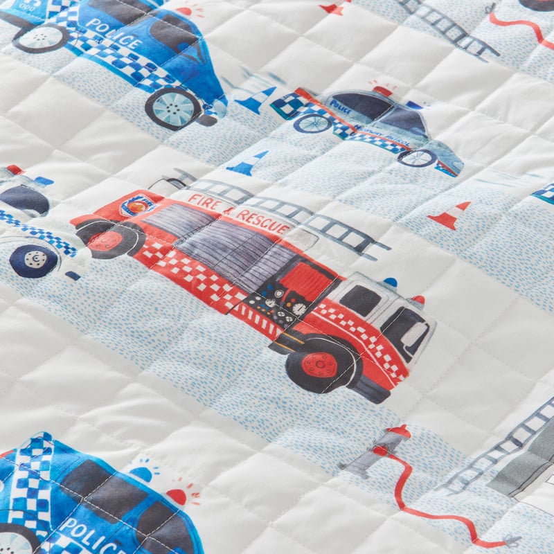 Lights and Sirens White Quilt Cover Set