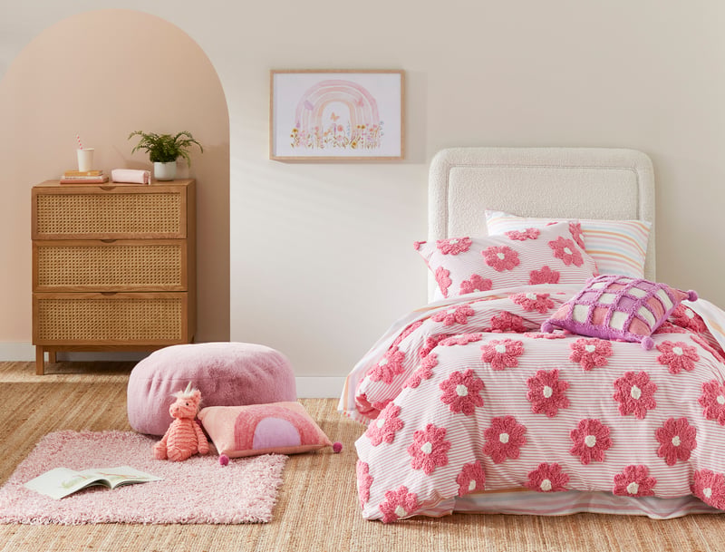 Blossom Tufted Powder Pink Quilt Cover Set
