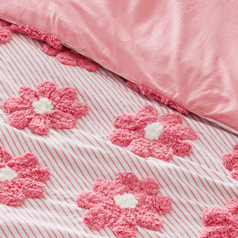 Blossom Tufted Powder Pink Quilt Cover Set