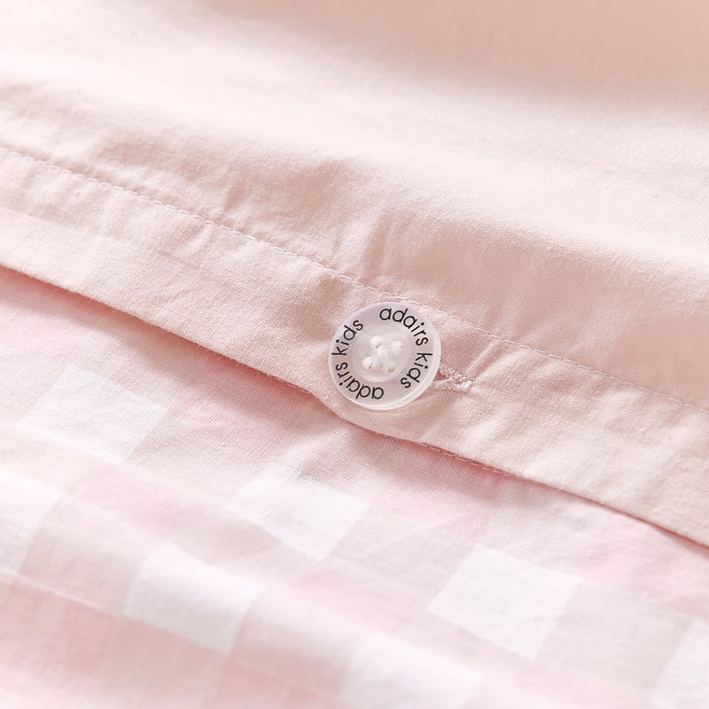 Stonewashed Cotton Gingham Pink Lemonade Quilt Cover Set