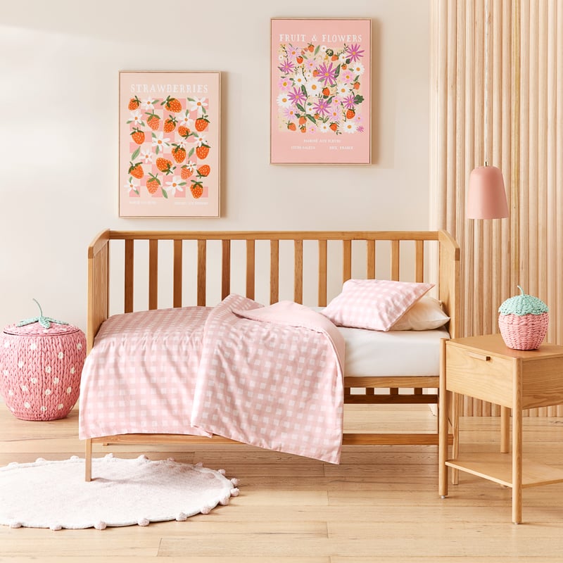 Stonewashed Cotton Gingham Pink Lemonade Quilt Cover Set