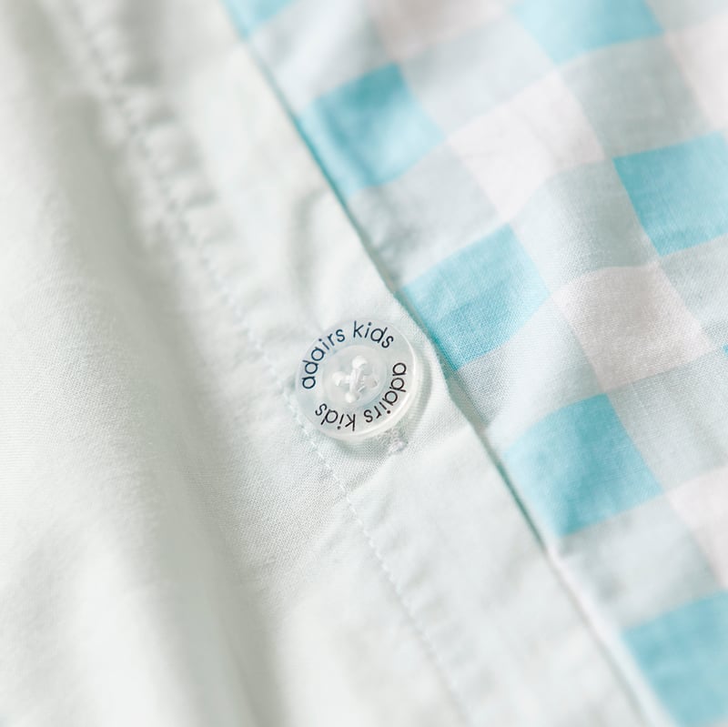 Stonewashed Cotton Gingham Seafoam Quilt Cover Set