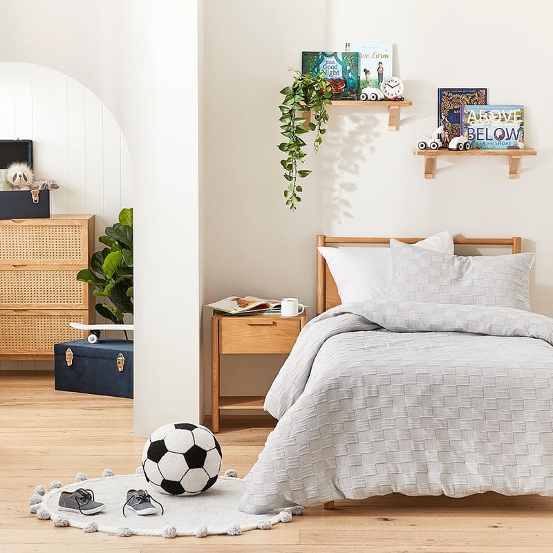 Cooper Silver Waffle Checkerboard Quilt Cover Set
