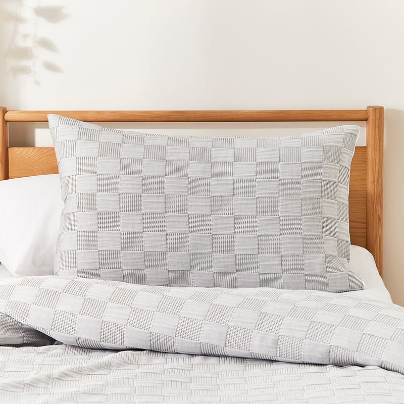 Cooper Silver Waffle Checkerboard Quilt Cover Set