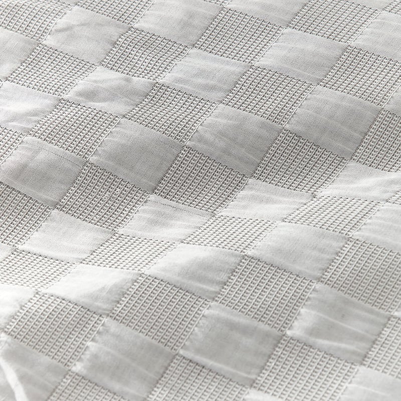 Cooper Silver Waffle Checkerboard Quilt Cover Set