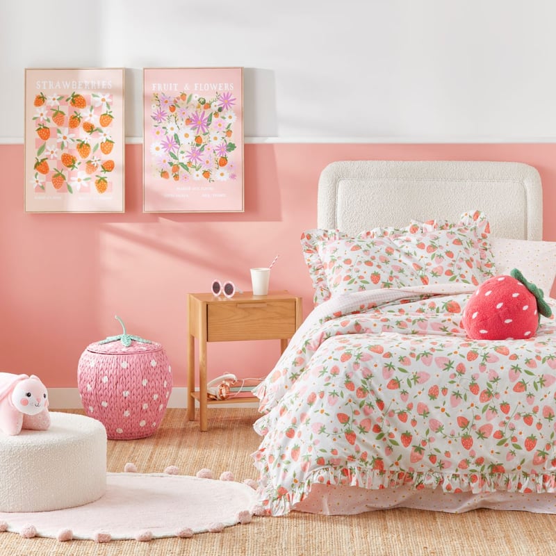 Strawberry Dreams Soft Sage Quilt Cover Set