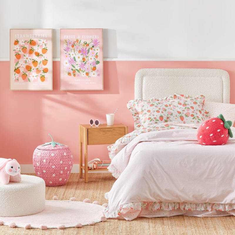 Strawberry Dreams Soft Sage Quilt Cover Set