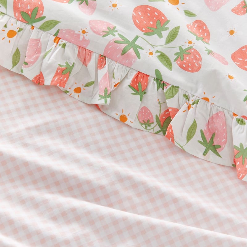 Strawberry Dreams Soft Sage Quilt Cover Set