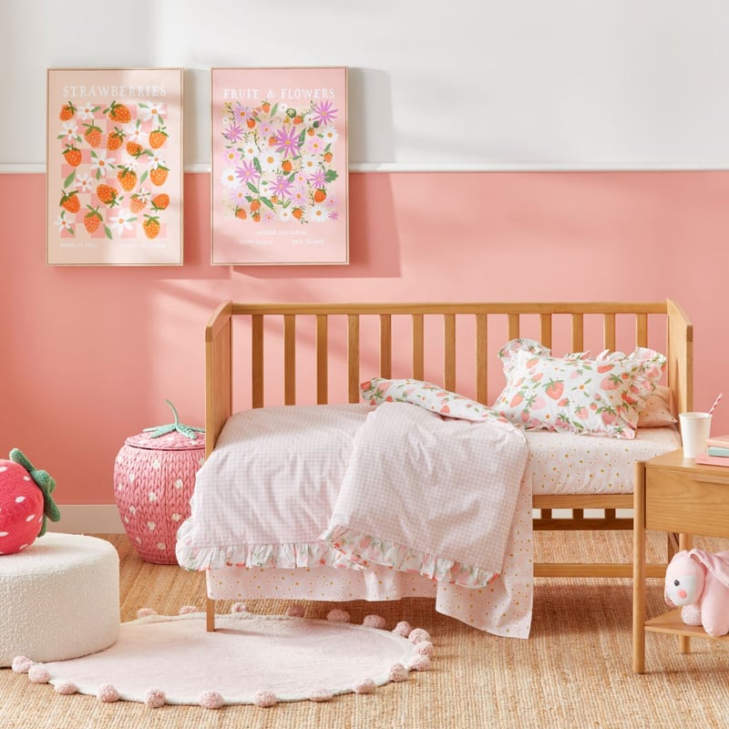 Strawberry Dreams Soft Sage Quilt Cover Set