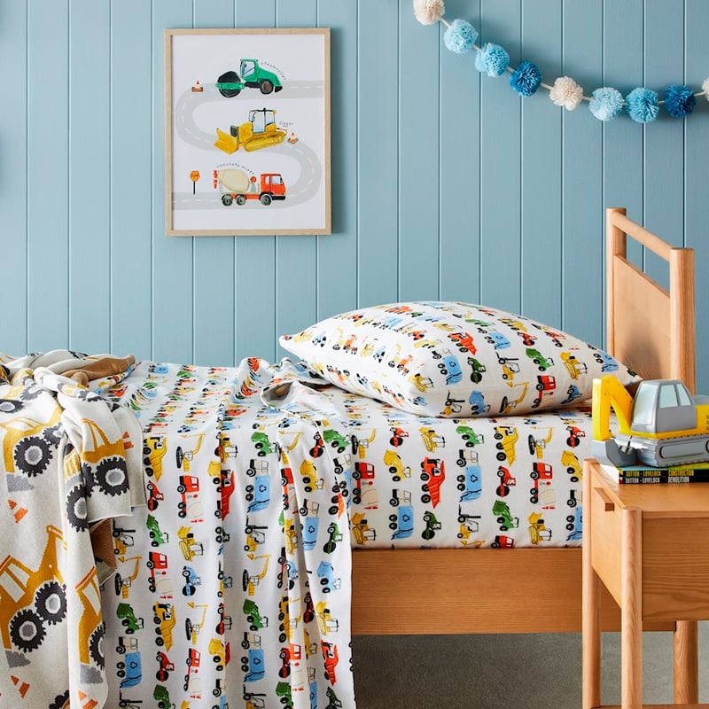 Truck Town Multi Flannelette Sheet Set