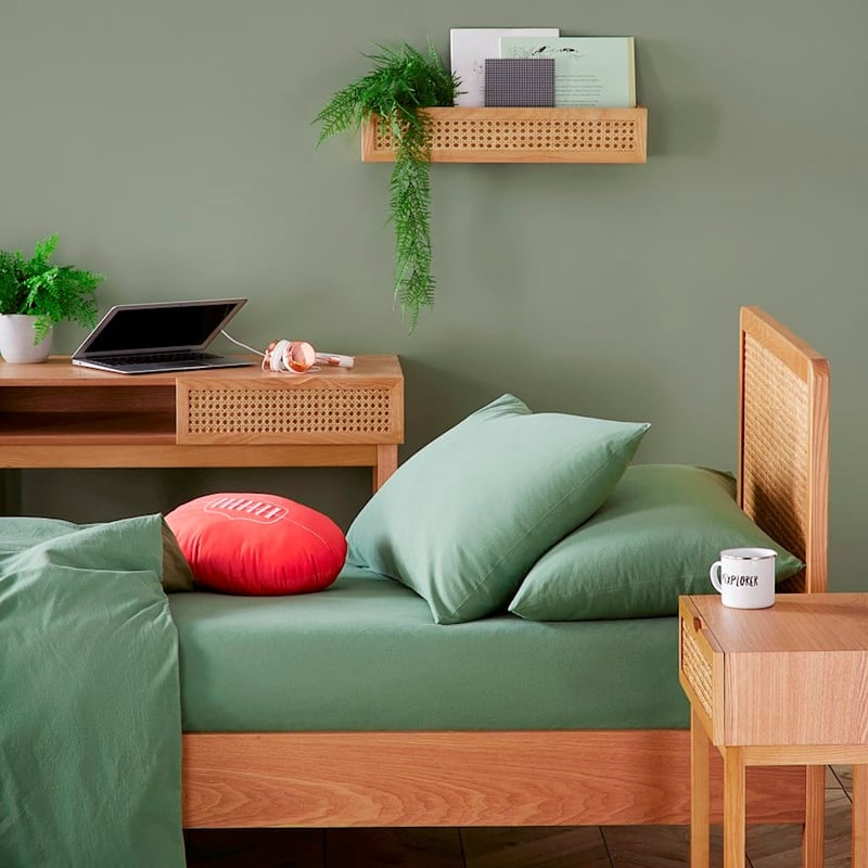 Stonewashed Cotton Forest Green Sheet Set