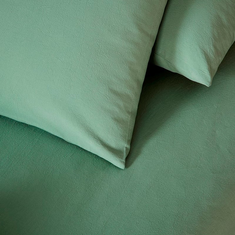 Stonewashed Cotton Forest Green Sheet Set