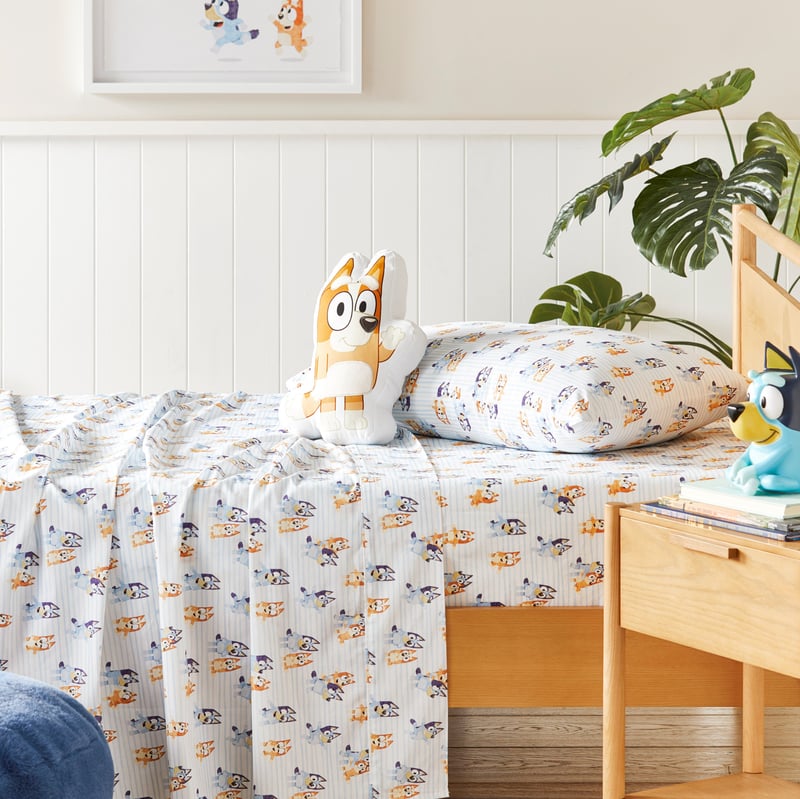 Bluey White Stripe Flat Sheet