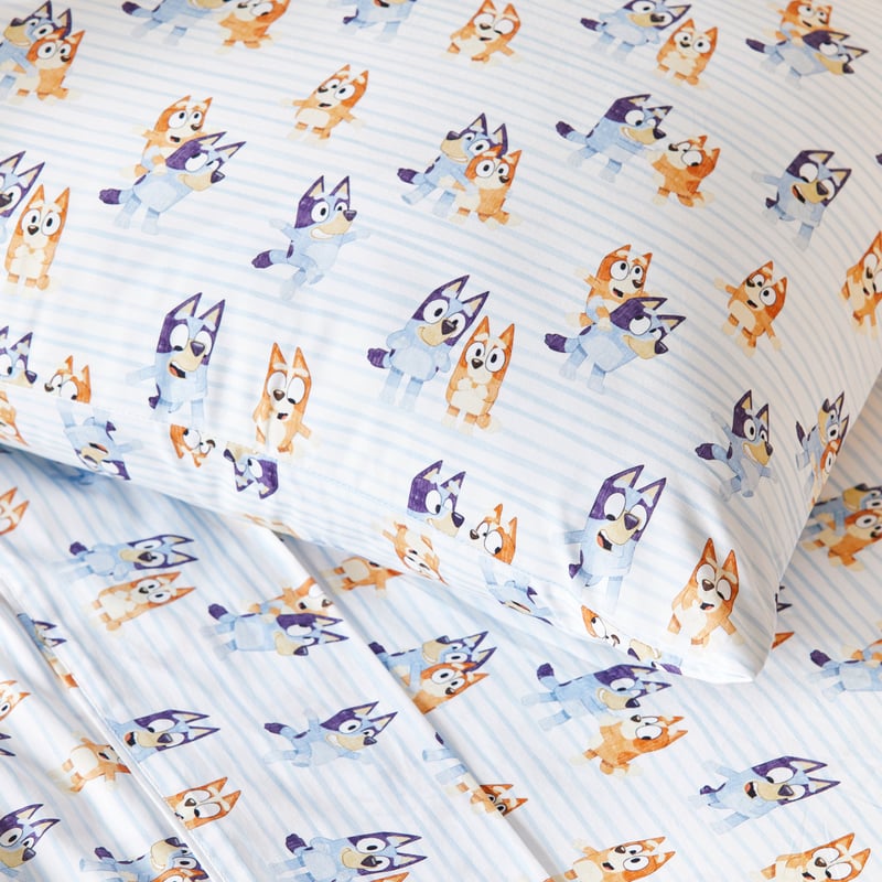 Bluey White Stripe Flat Sheet