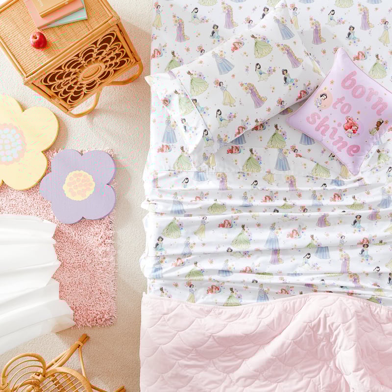Disney Flower Princess White Sheet Set