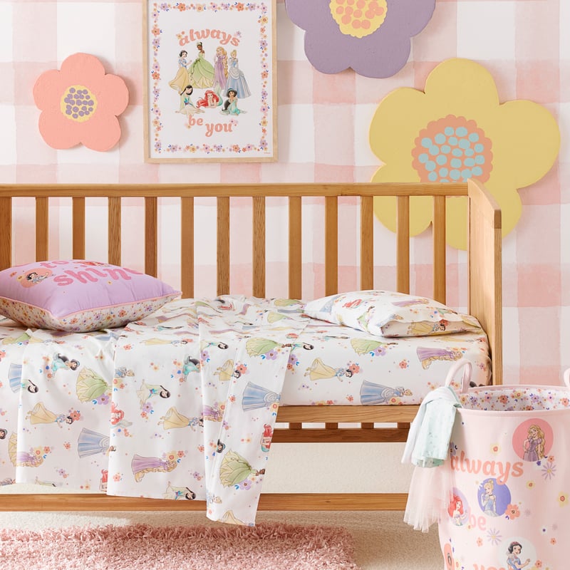 Disney Flower Princess White Cot Sheet Set