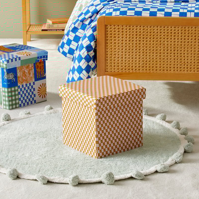 Caramel Check Printed Storage Box