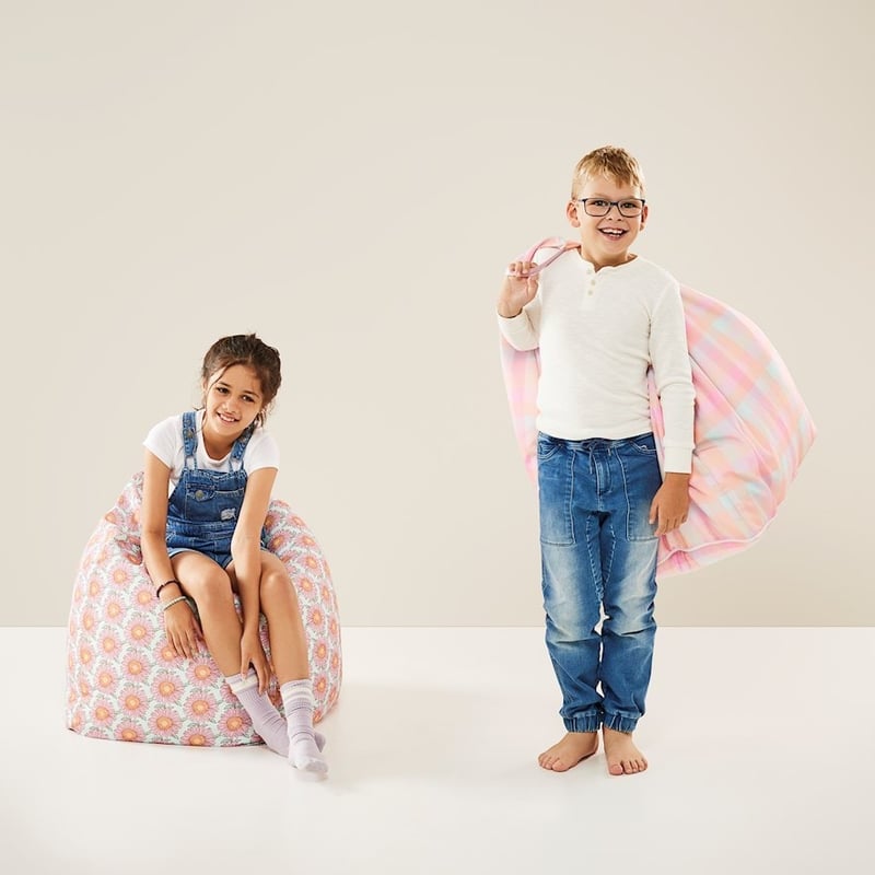 Gingham Rainbow Printed Bean Bag Cover
