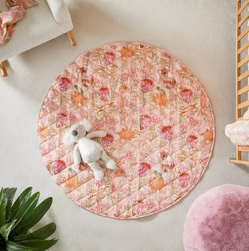 Pretty Flora Blush Quilted Play Mat
