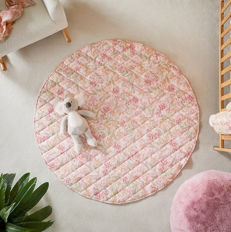 Pretty Flora Blush Quilted Play Mat