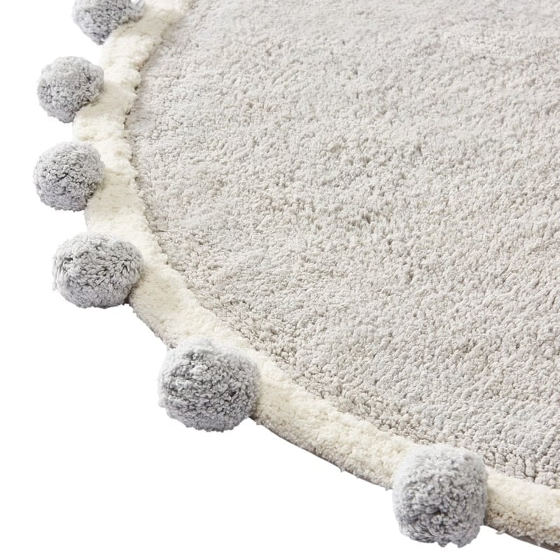 Grey & Natural Pom Pom Rug 