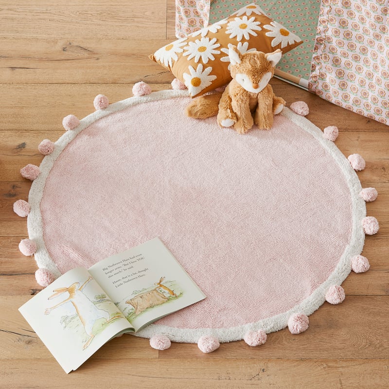 Decorative Pink Pom Pom Rug