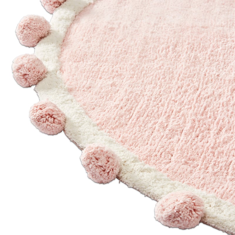 Decorative Pink Pom Pom Rug