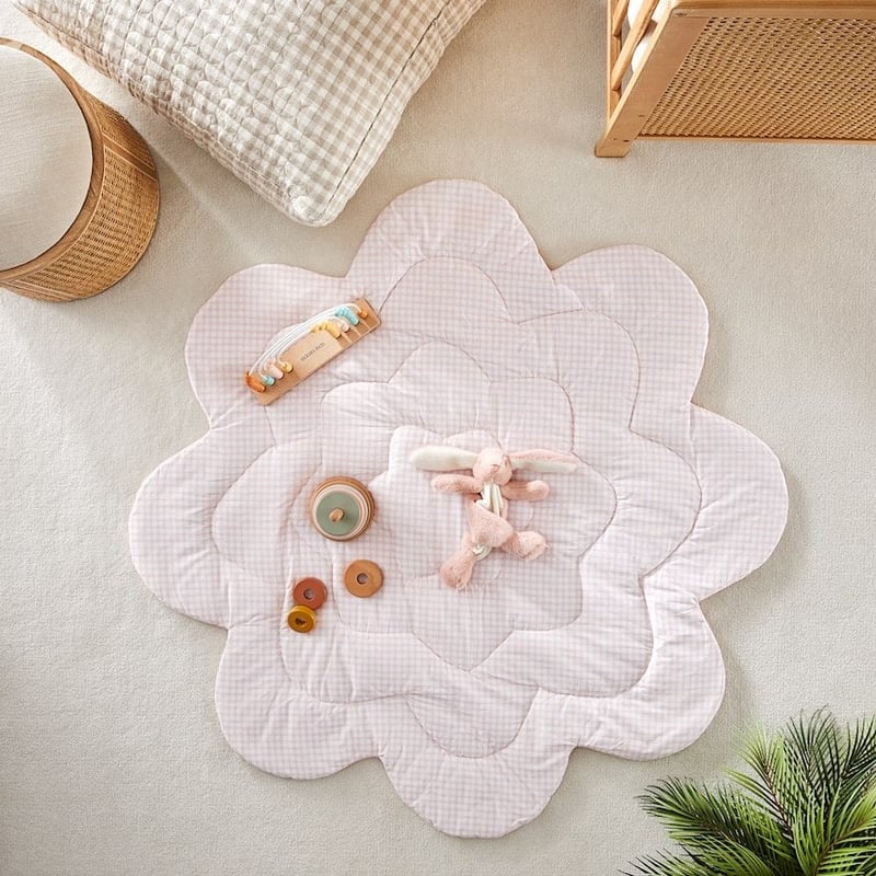 Floral Pink Shaped Quilted Play Mat