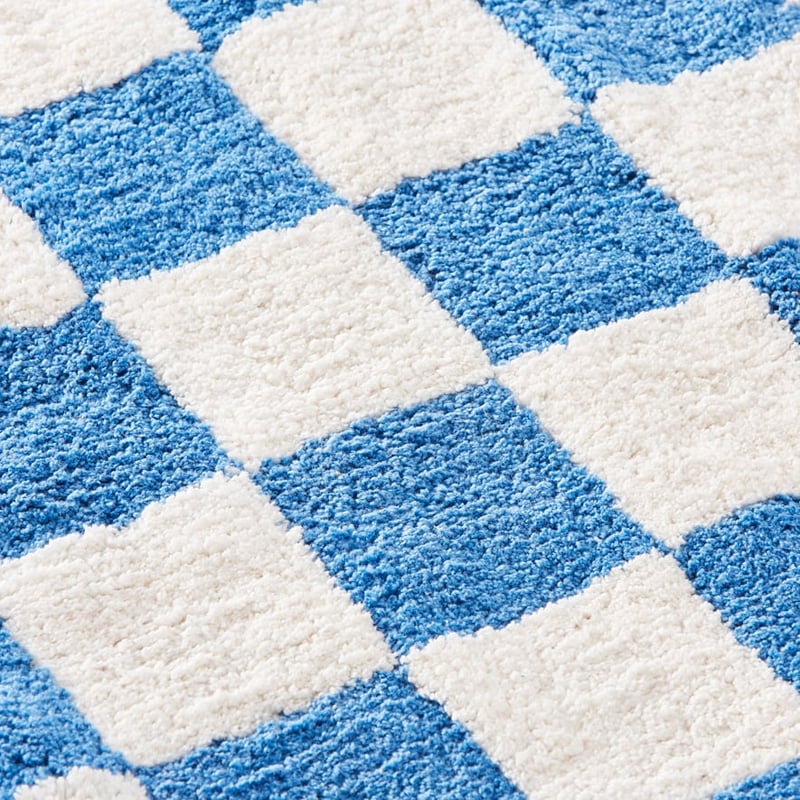 Blue Check Designer Rug