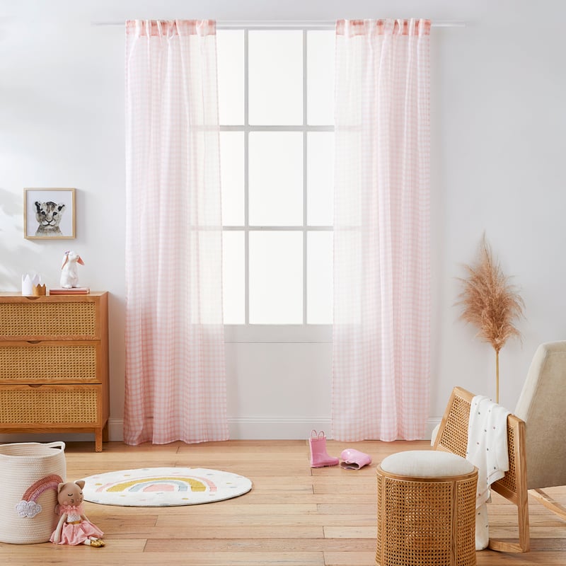 Gingham Pink Lemonade Curtains - Set of 2