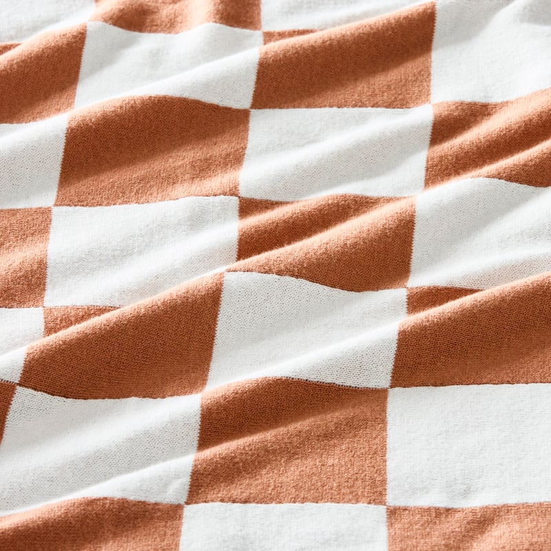 Knitted Nutmeg Checkerboard Throw