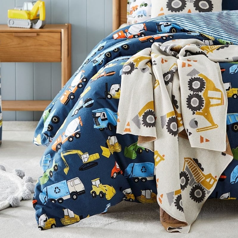 Knitted Natural Under Construction Cotton Throw