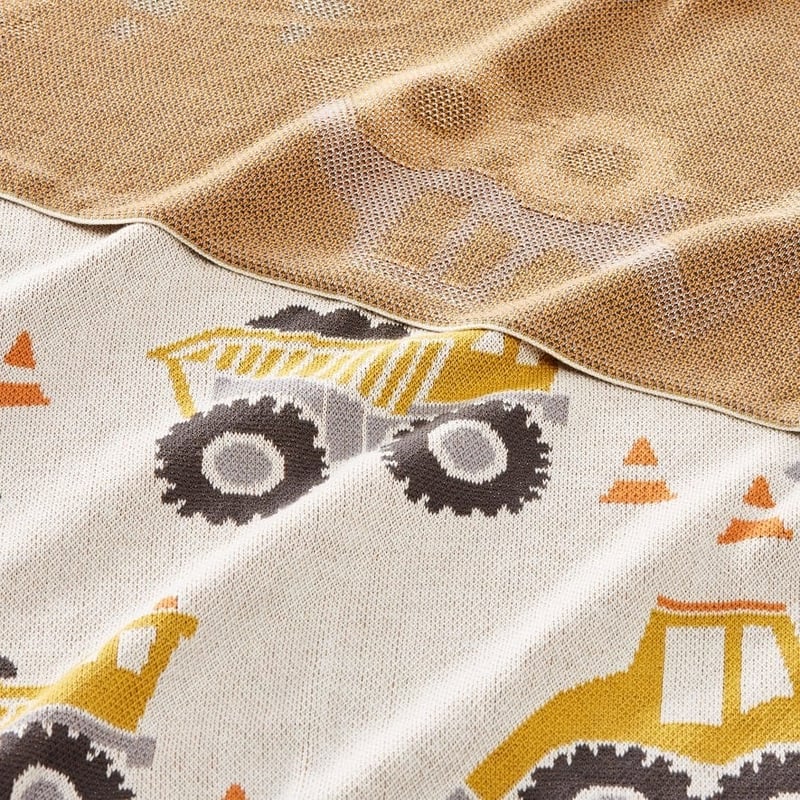 Knitted Natural Under Construction Cotton Throw