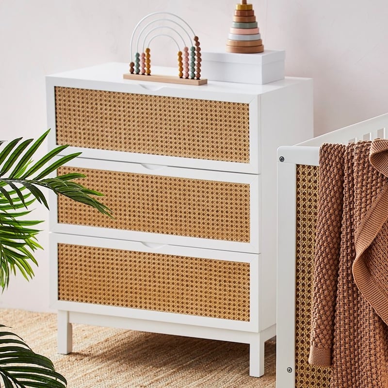 Arden White Rattan Chest of Drawers