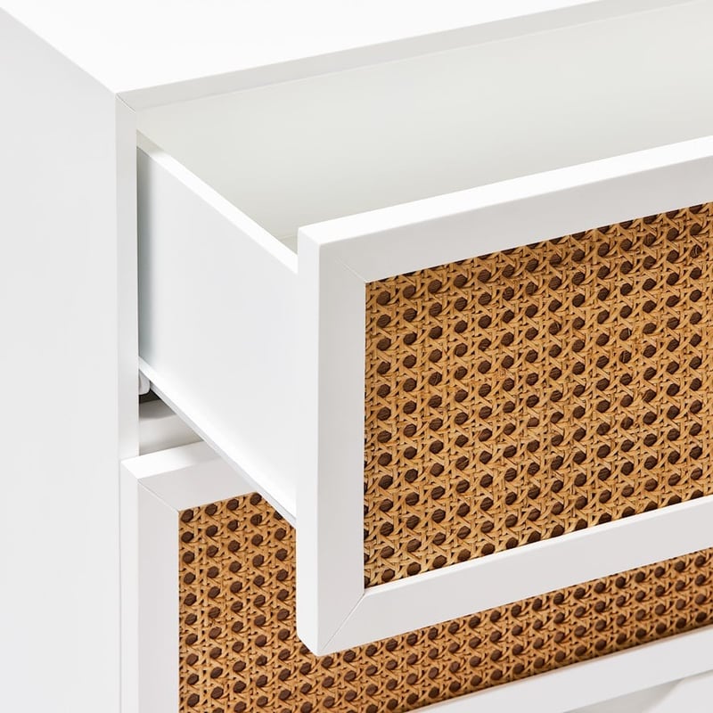 Arden White Rattan Chest of Drawers