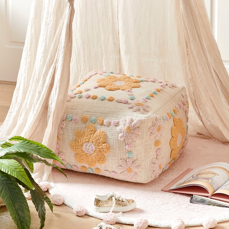 Floral Spot Decorative Pouf
