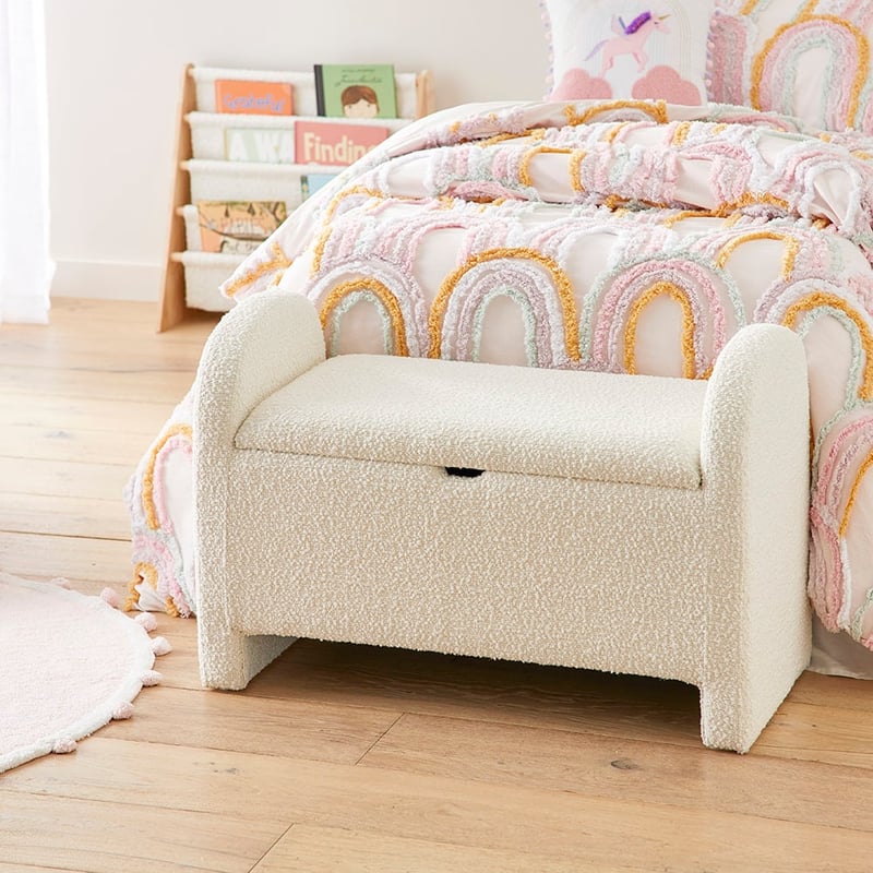 Brady White Boucle Blanket Box