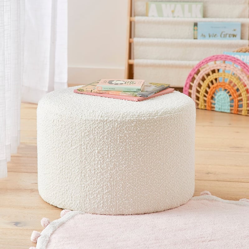 Brady White Boucle Ottoman