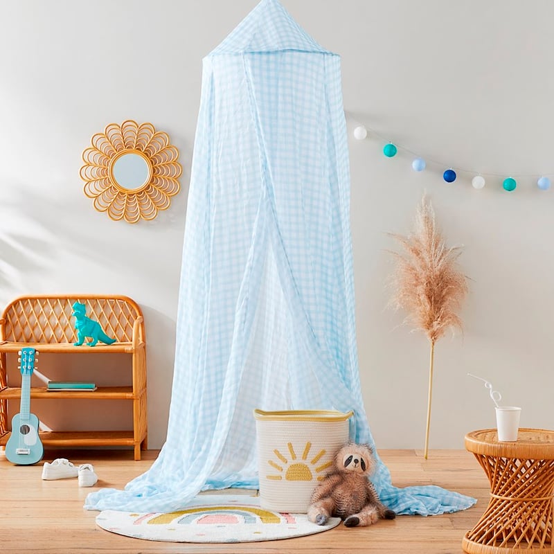 Gingham Sky Blue Novelty Canopy