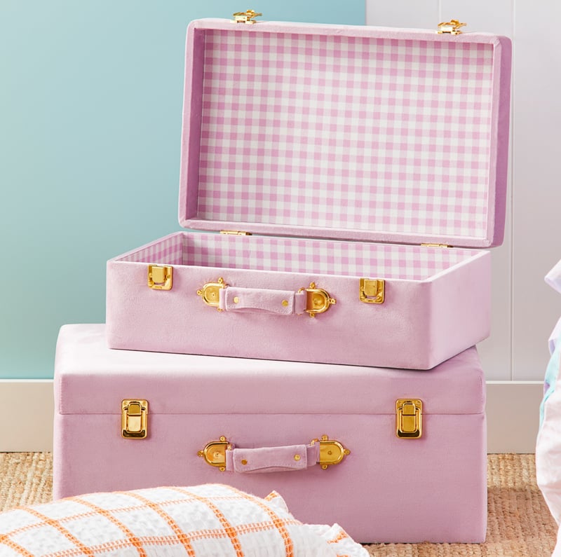 Keepsake Lilac Gingham Suitcase Set of 2