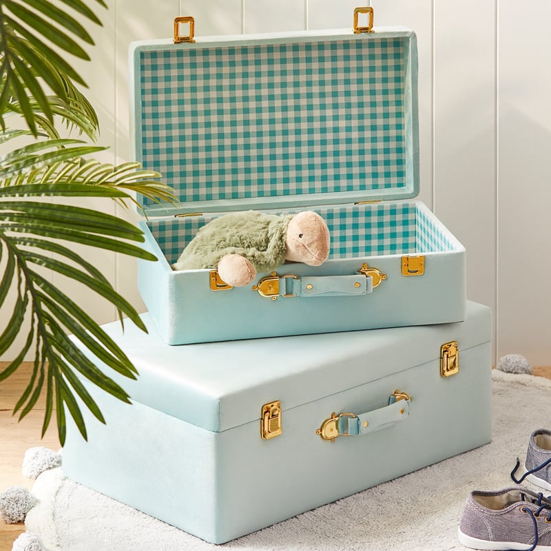 Keepsake Sage Gingham Suitcase Set of 2